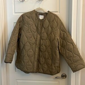 H&M Quilted Olive Khaki Green Jacket Puffy